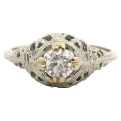 18k White Gold and 0.33ct Diamond Vintage Bombe Ring Size 6.5