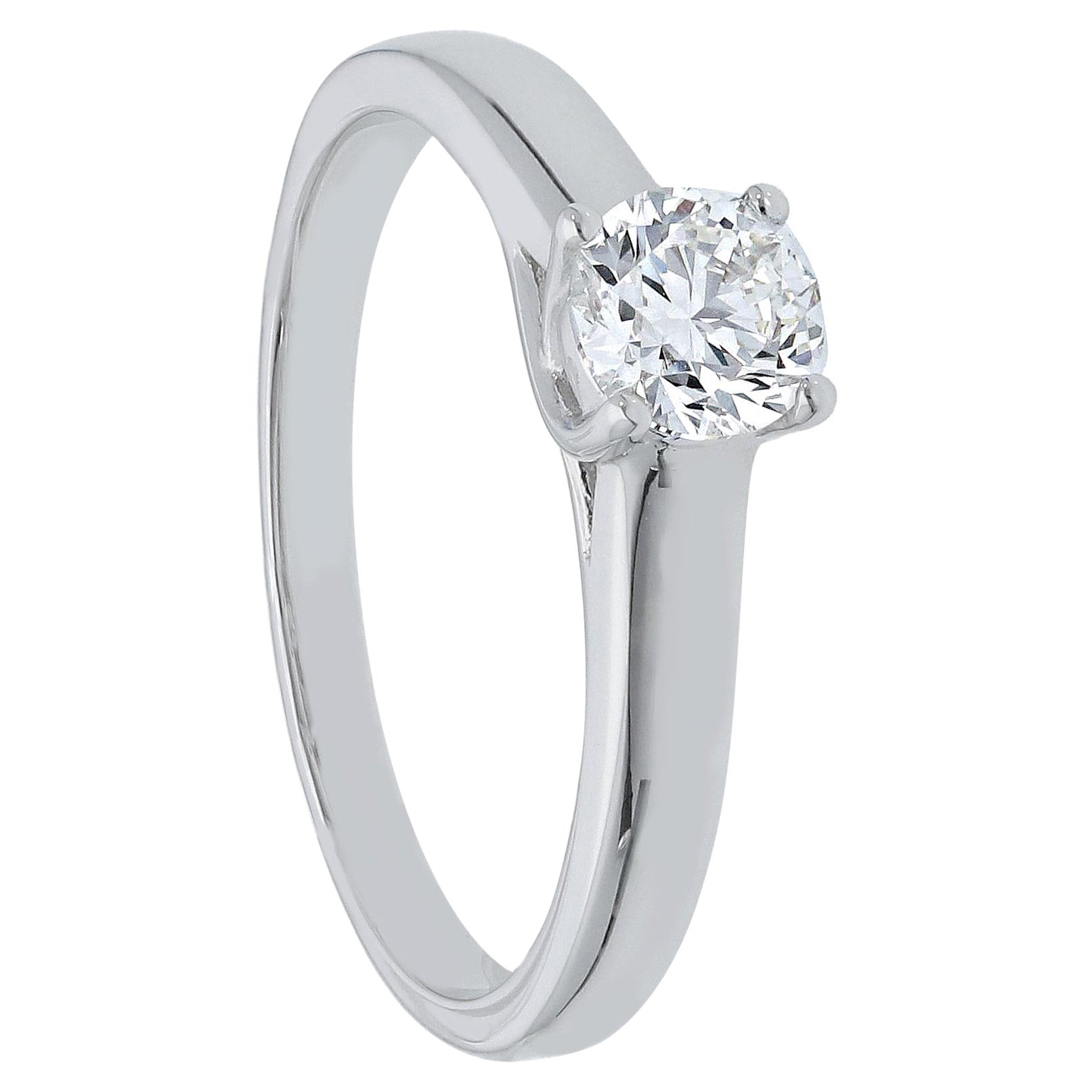 En venta: Anillo Clásico de Cuatro Garras Pradera de Oro Blanco de 18 K y 0,4 Quilates de Diamante