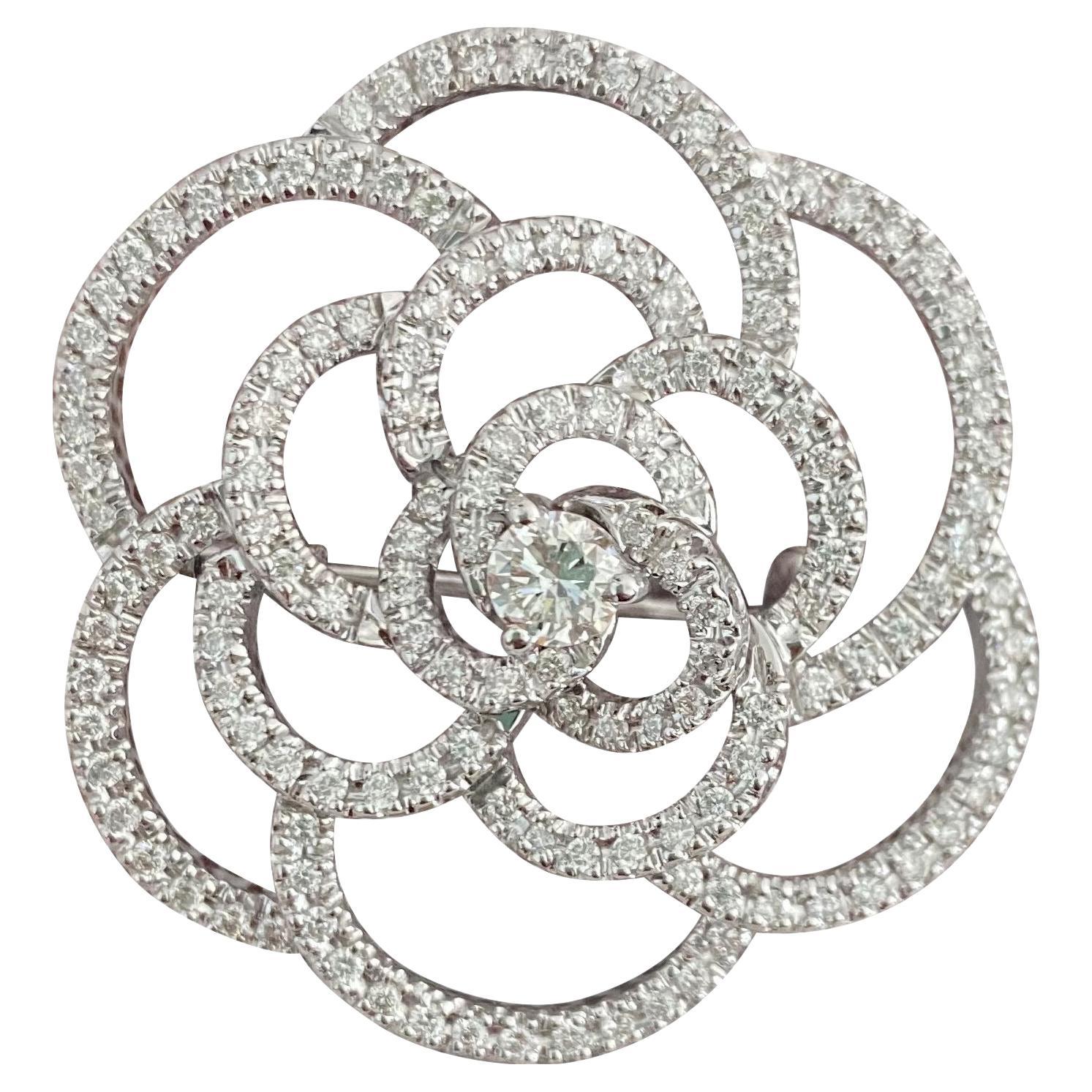 18K White Gold and 5.50CT Diamond Pin For Sale