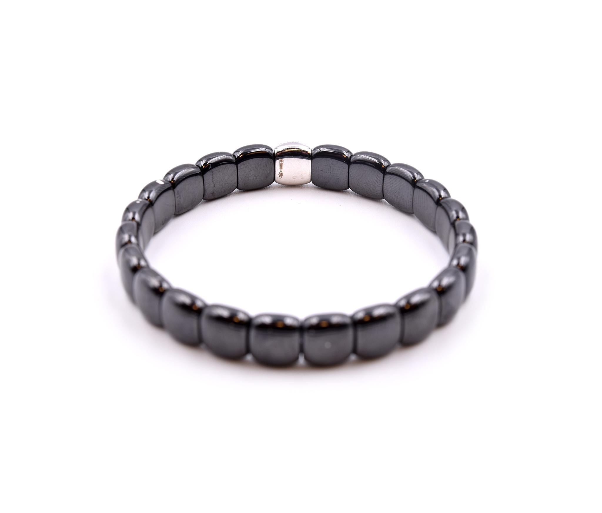 18 Karat White Gold and Black Ceramic Diamond Bracelet In Excellent Condition For Sale In Scottsdale, AZ