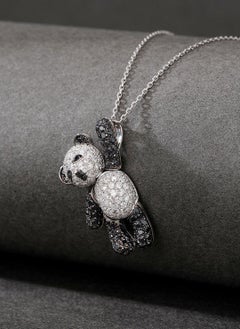 18K White Gold and Black Diamond Bear Necklace