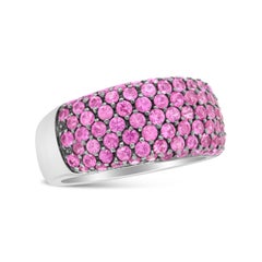 18K White Gold and Black Rhodium Multi Row Pink Sapphire Classic Band Ring