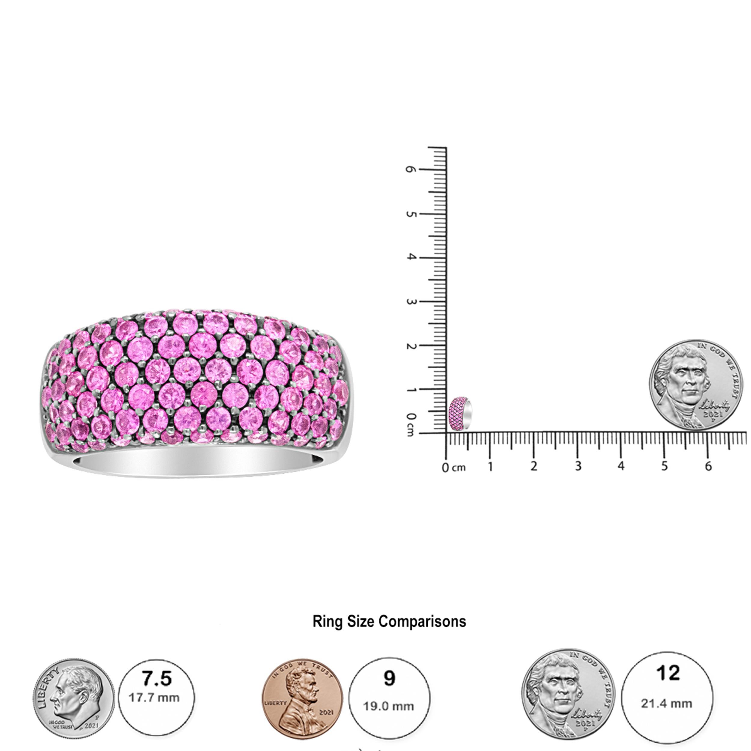 Women's 18K White Gold and Black Rhodium Multi Row Pink Sapphire Classic Band Ring For Sale