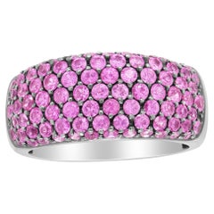 Used 18K White Gold and Black Rhodium Multi Row Pink Sapphire Classic Band Ring