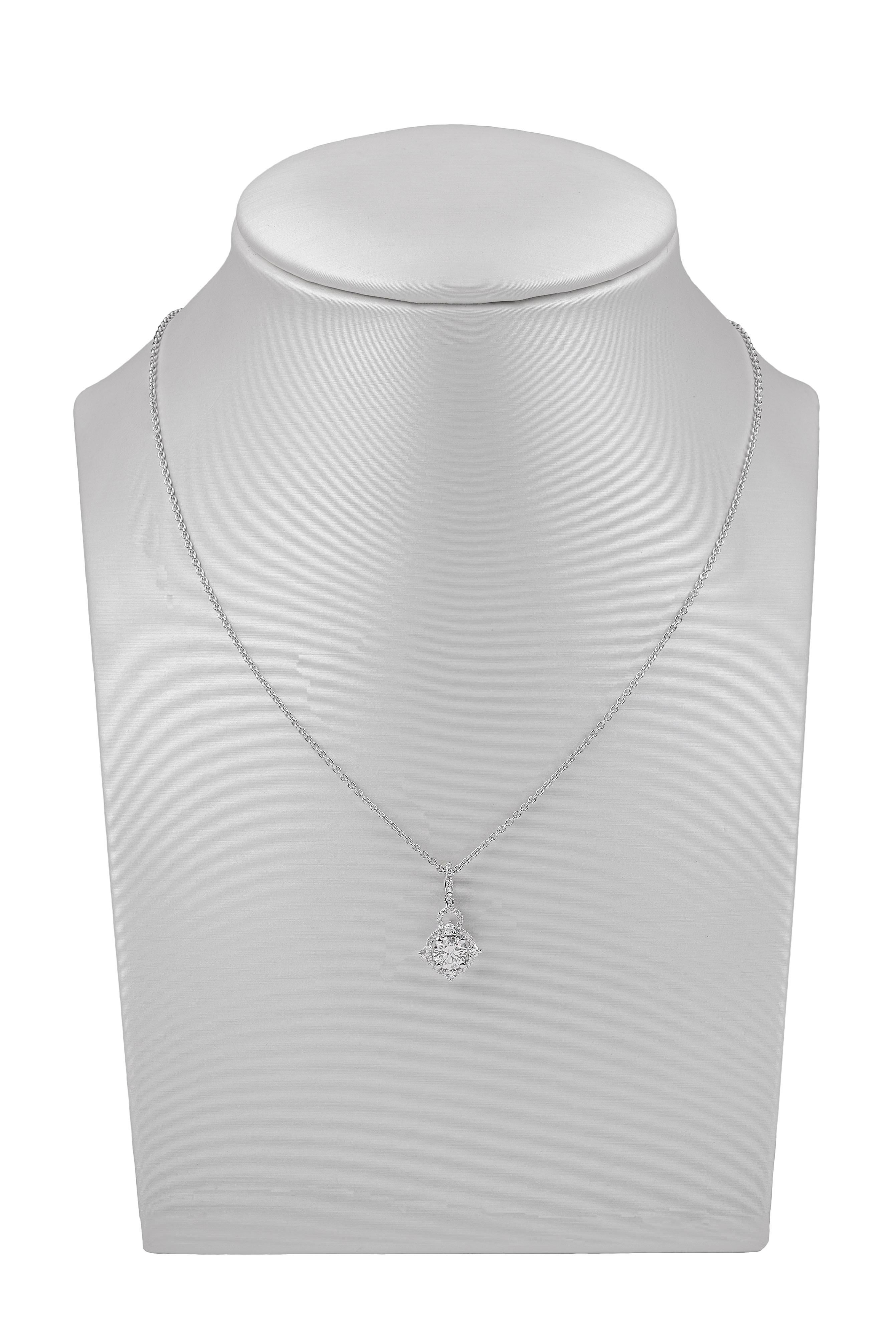 18k White Gold and Brilliant Cut Diamonds Pendant Necklace In New Condition For Sale In Rome, IT