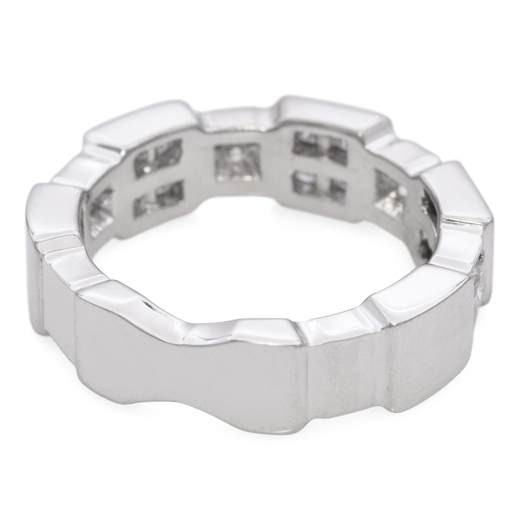 Women's 18k White Gold and Diamond Architectural Semi-Eternity Band For Sale