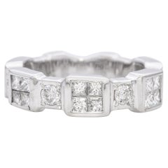 18k White Gold and Diamond Architectural Semi-Eternity Band