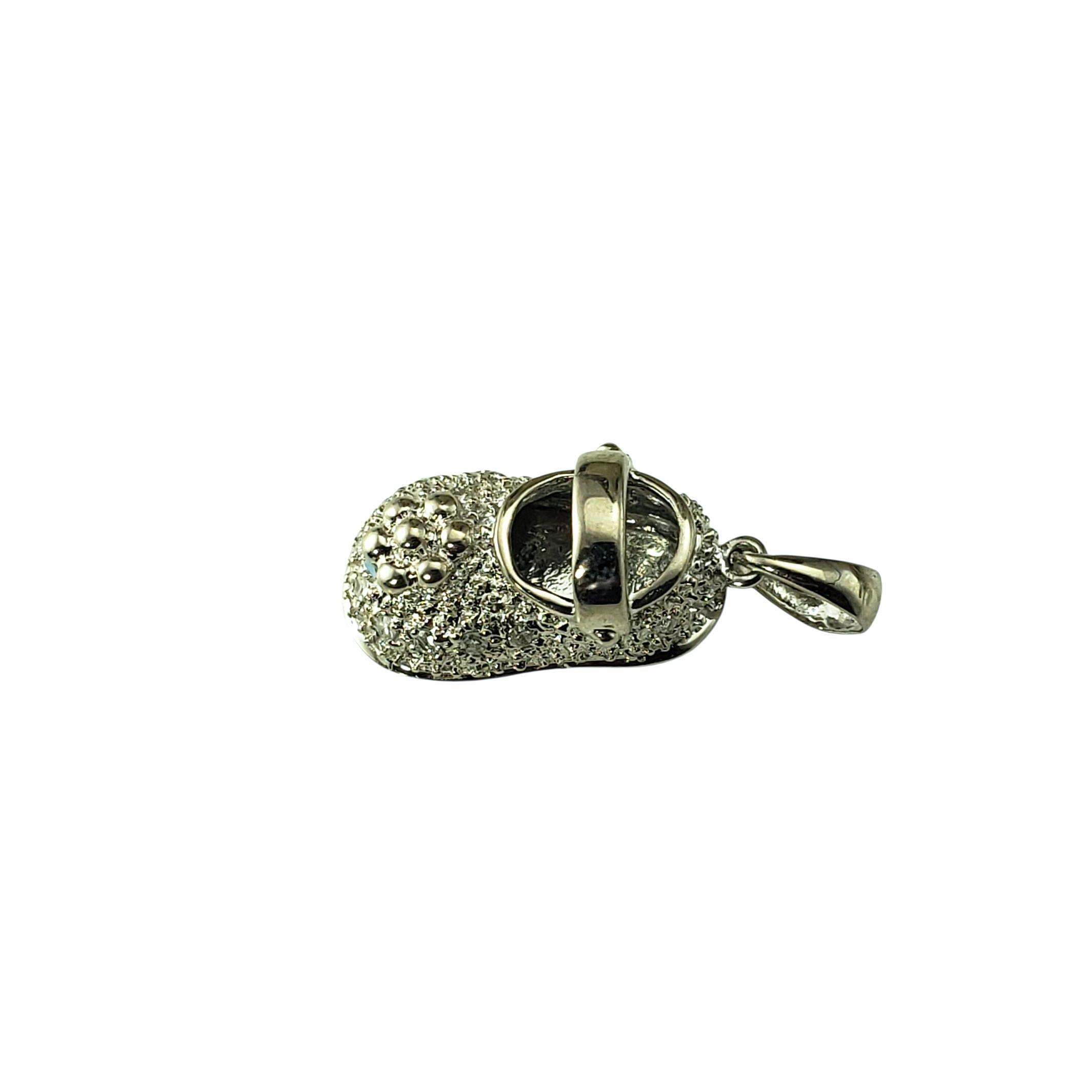 Single Cut 18K White Gold and Diamond Baby Shoe Charm #22691 For Sale
