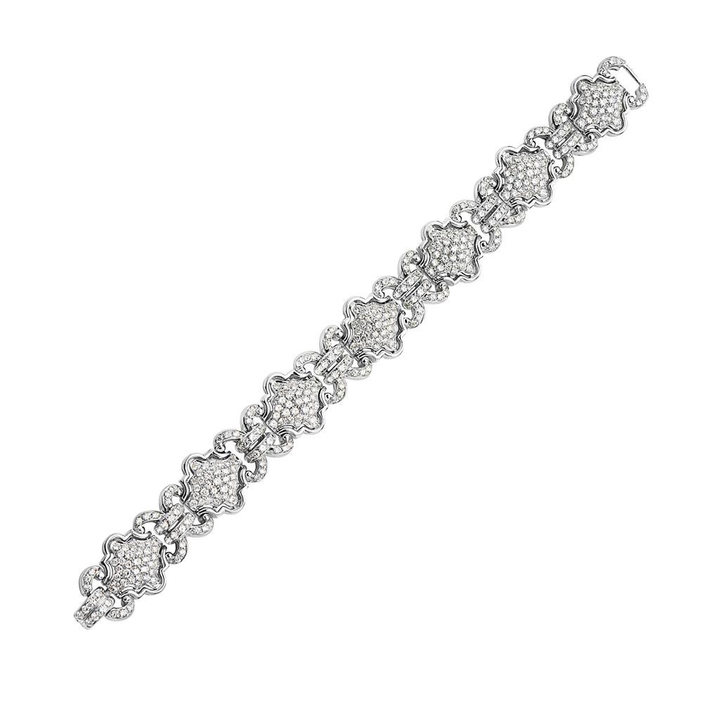 This bracelet features 7.32 carats of G VS diamonds set in 18K white gold. 55.8 grams total weight. 7 inch length. Made in Italy. 

Viewings available in our NYC showroom by appointment.