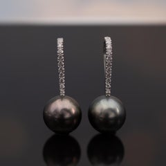18K White Gold and Diamond Drop Earrings with Pearles