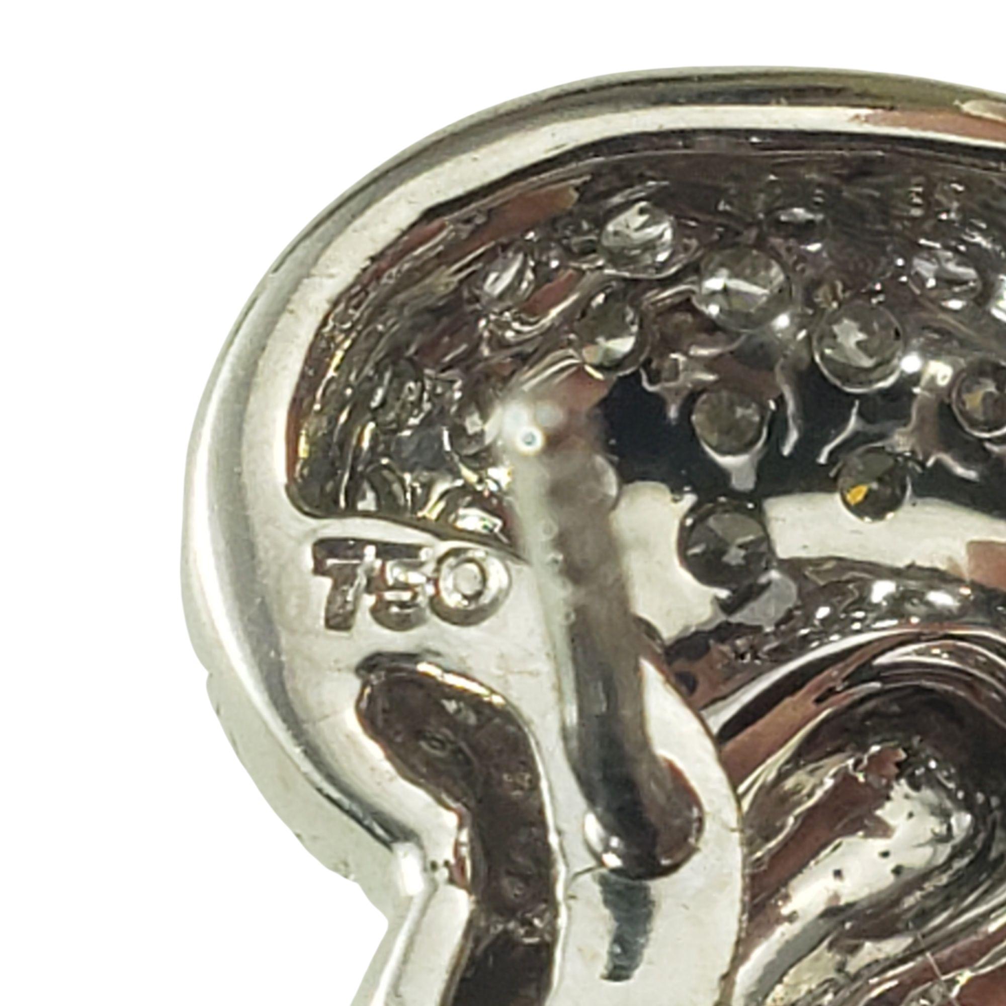 Women's 18K White Gold and Diamond Heart Omega Back Earrings #22952 For Sale