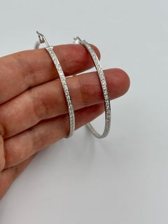 18k white gold and diamond large scale hoop earrings