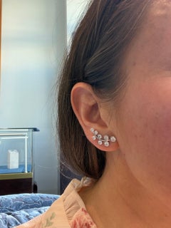 Boucles d'oreilles grandes vignes en or blanc 18K et diamants par Rina Limor