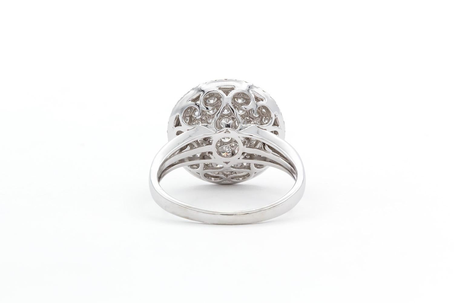 18k Weißgold und Diamant Micro Pave Dome Button Stil Ringe 2,00ctw im Zustand „Hervorragend“ in Tustin, CA
