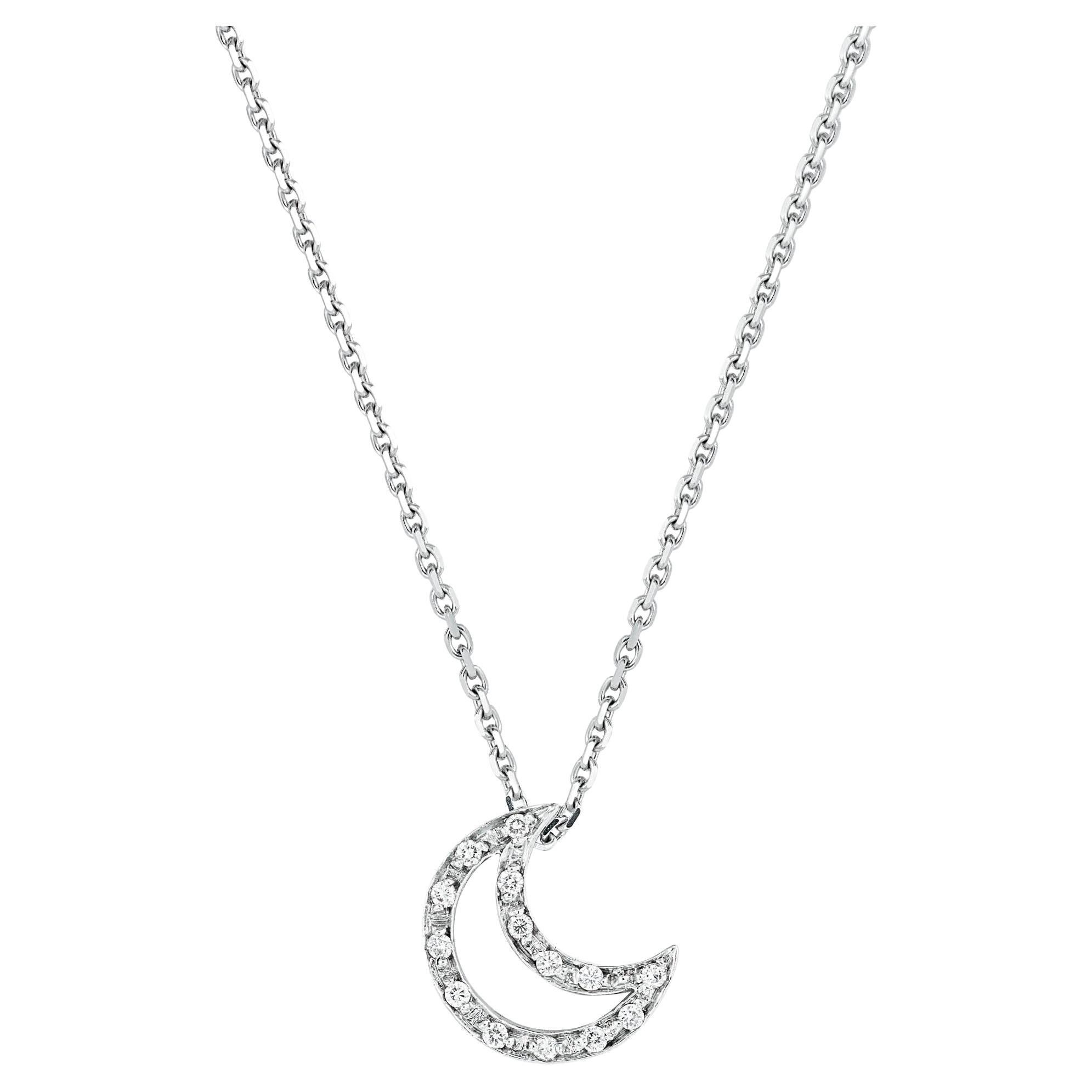 Collana Luna in oro bianco 18k e diamanti in vendita
