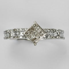 18K White Gold and Diamond Pavé Dress Ring with Diamond Shoulders circa 1980s
