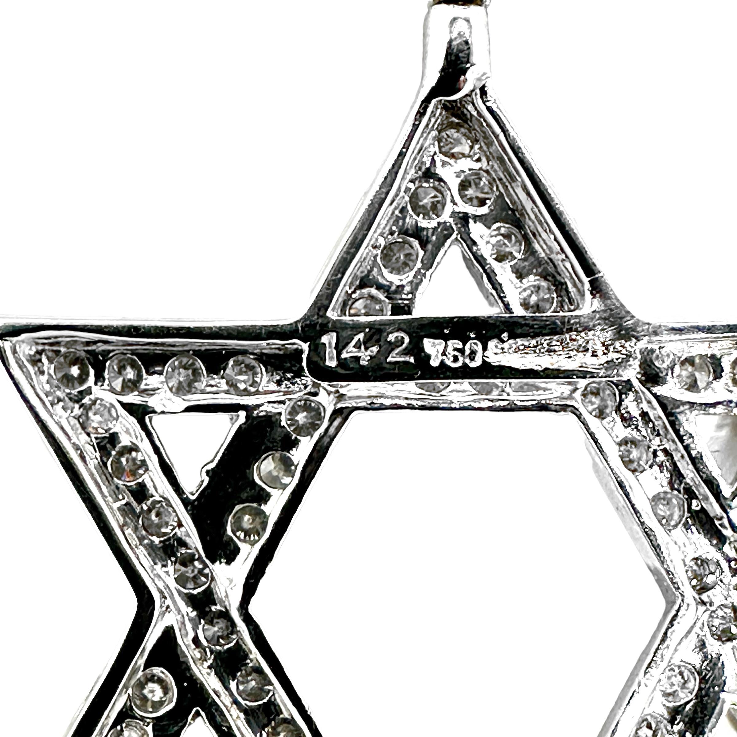 18 Karat Weißgold und Diamant-Stern of David-Anhänger mit Diamant Bale 1,42 Karat insgesamt (Moderne) im Angebot