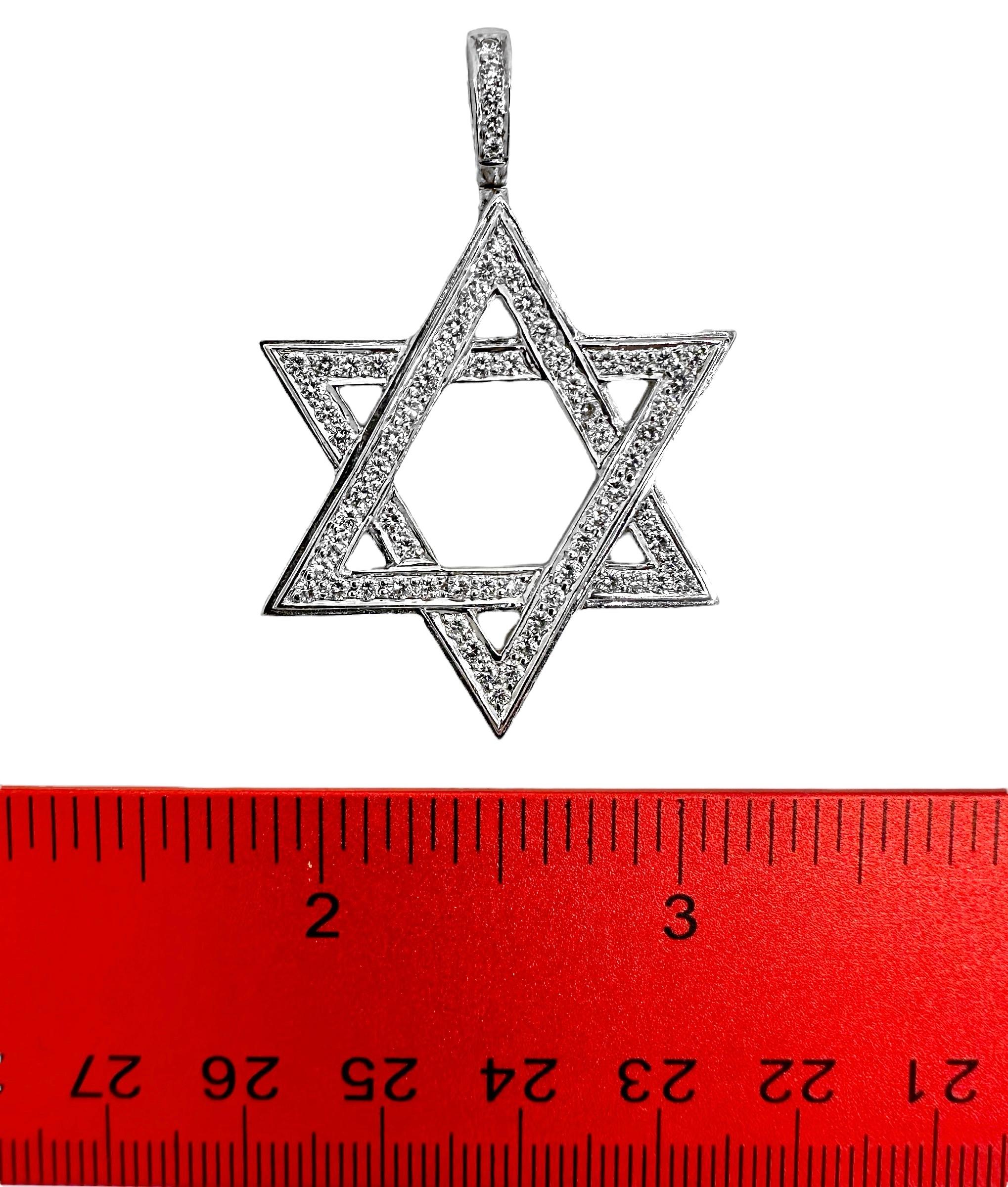 18 Karat Weißgold und Diamant-Stern of David-Anhänger mit Diamant Bale 1,42 Karat insgesamt (Brillantschliff) im Angebot