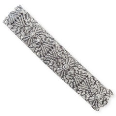 18k White Gold and Diamonds Art Deco Cuff Bracelet