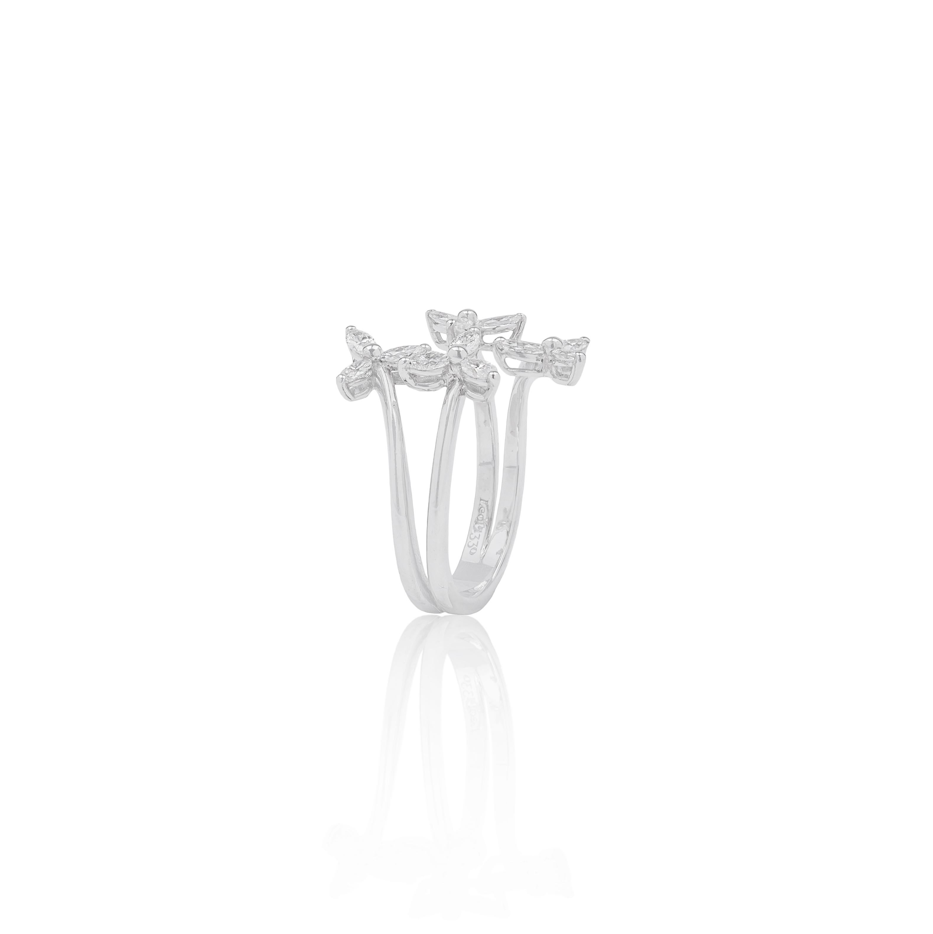 For Sale:  18k White Gold and Diamonds Clovers Ring 3