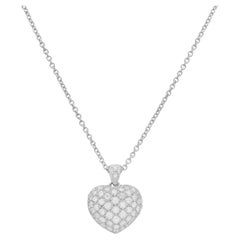 18k White Gold and Diamonds Heart Necklace  