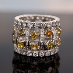 18K White Gold and Fancy Colored Diamond Band Ring