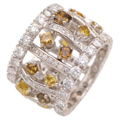 18K White Gold and Fancy Colored Diamond Band Ring