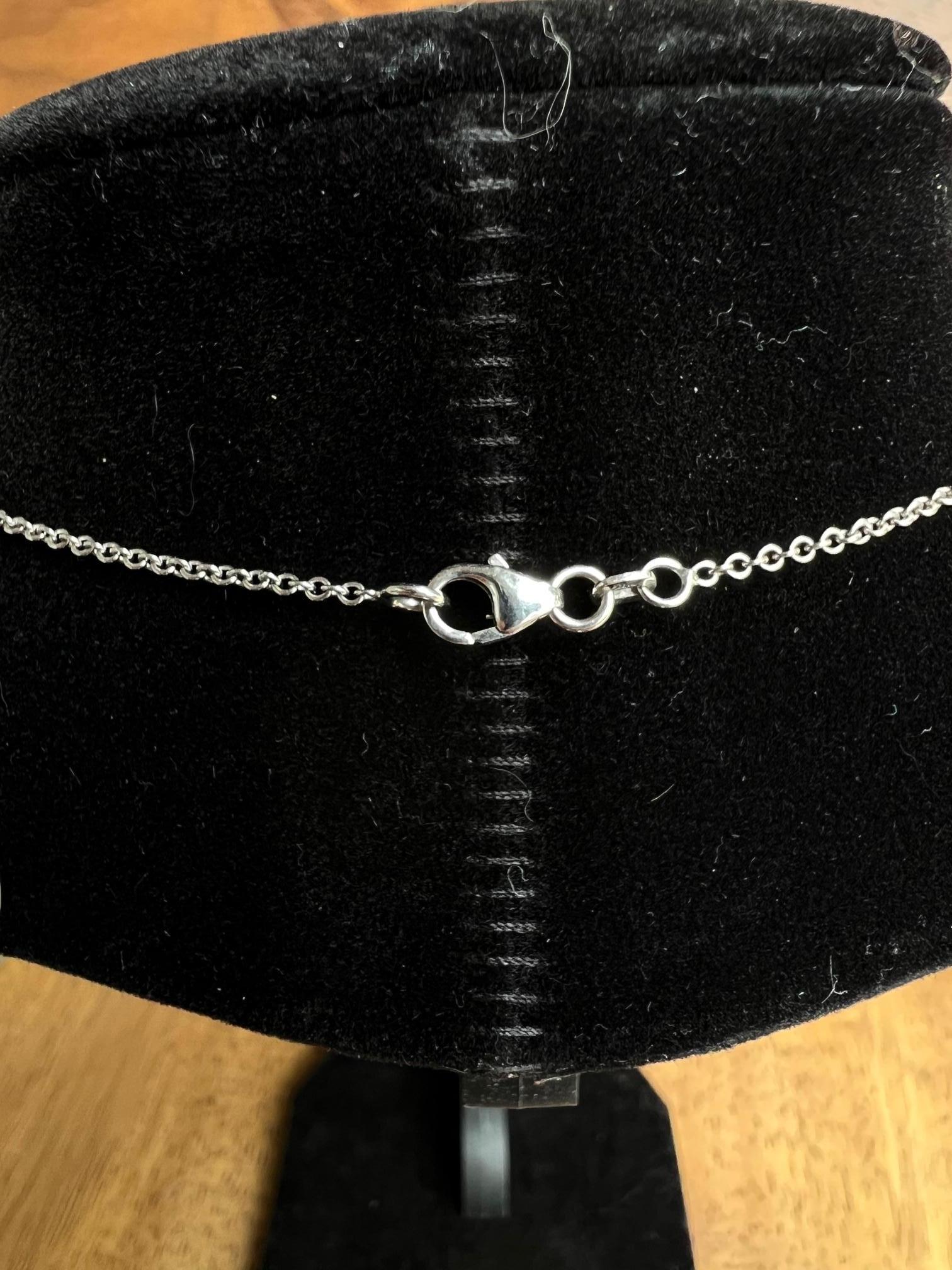 Women's 18k White Gold And Fine White Diamond Station Chain Necklace For Sale
