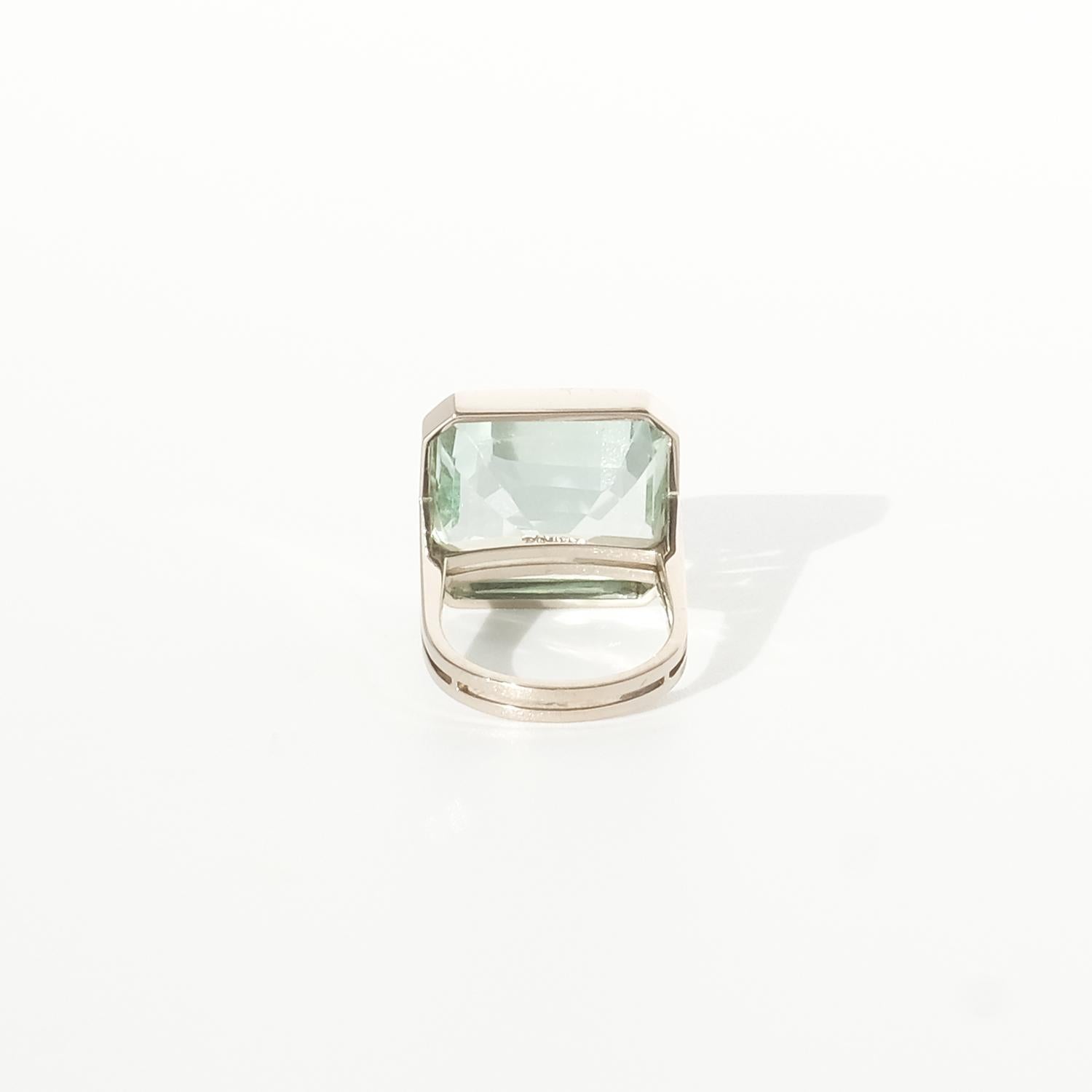 18k White Gold and Green Beryl Ring by Rey Urban, Sweden, Made Year 1980 1