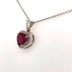 18 Karat White Gold and Heart Rubellite Pendant