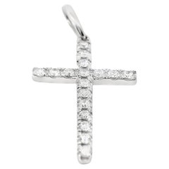 18K White Gold and Natural Diamond Cross Pendant