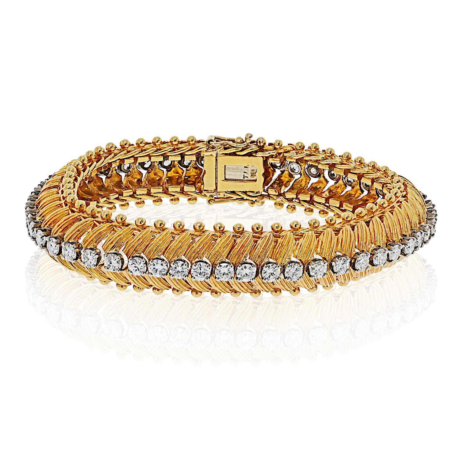 Bracelet Tennis en or blanc 18K et platine 4.25cttw diamant rond