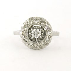18k White Gold and Platinum Diamond Cocktail Ring, Circa 1910