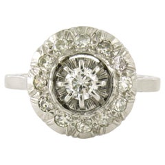 18k White Gold and Platinum Diamond Cocktail Ring, Circa 1910
