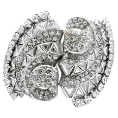 18k White Gold And Platinum Geometric Art deco Bracelet / Clips by Mauboussin
