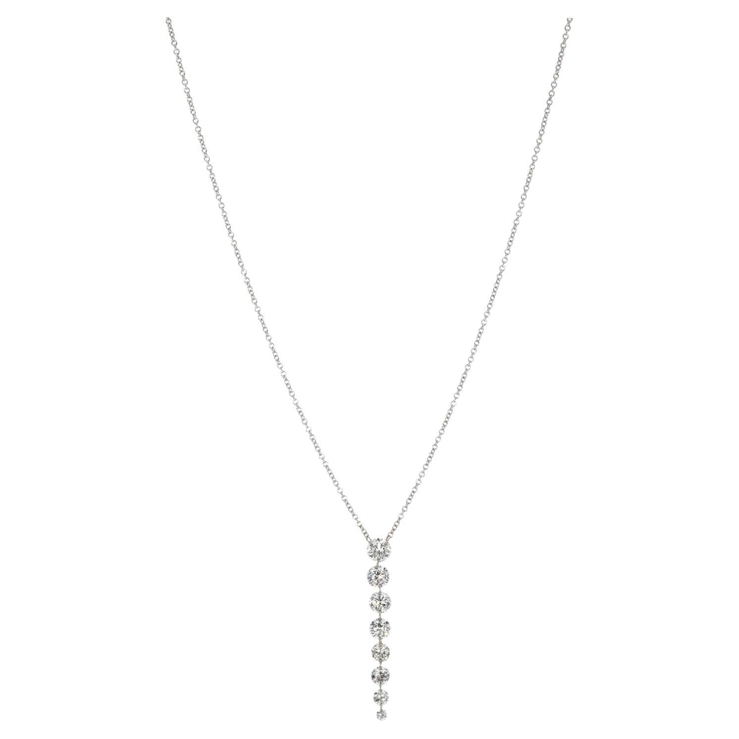 Collier Streamer en or blanc 18K et platine à diamants gradués