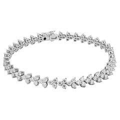 18K White Gold and Prong Set Round Diamond Chevron Bracelet 7-5/16"
