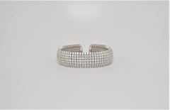 18k White Gold and Round Brilliant Cut Diamond Flexible Bangle Bracelet