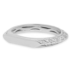 18K White Gold and Round Diamond Milgrain Wedding Band