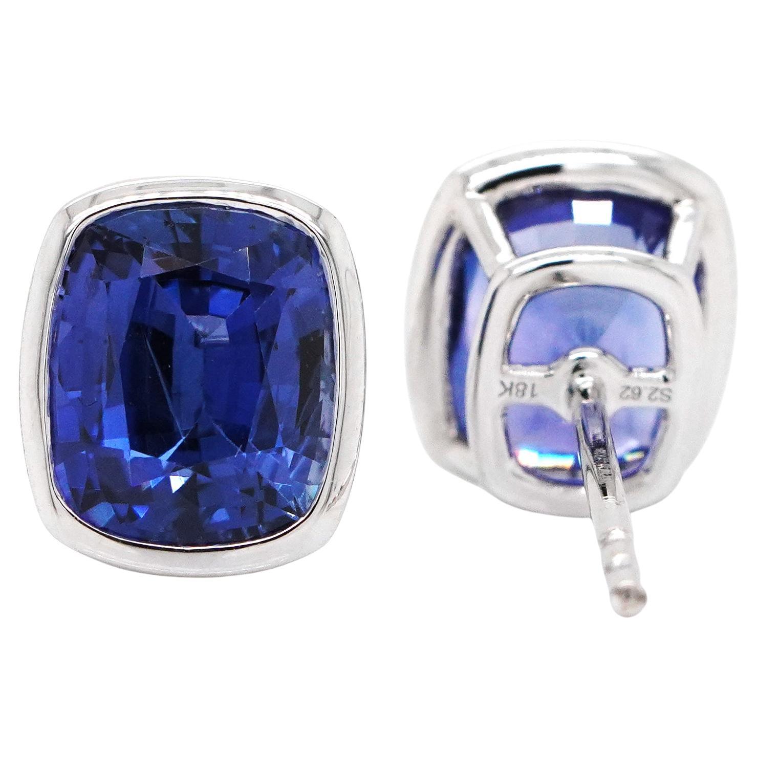 18K White Gold And Sapphire Earrings 4.76 ct.