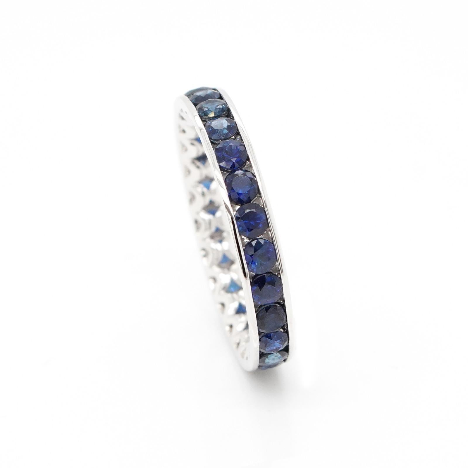 18K White Gold And Sapphire Eternity Band Ring 1.88 ct. In New Condition For Sale In New York, NY