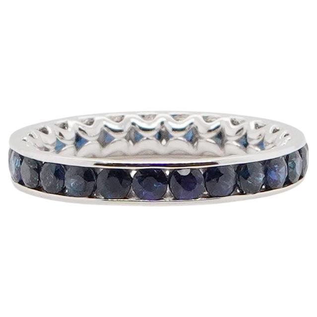 18K White Gold And Sapphire Eternity Band Ring 1.88 ct. For Sale