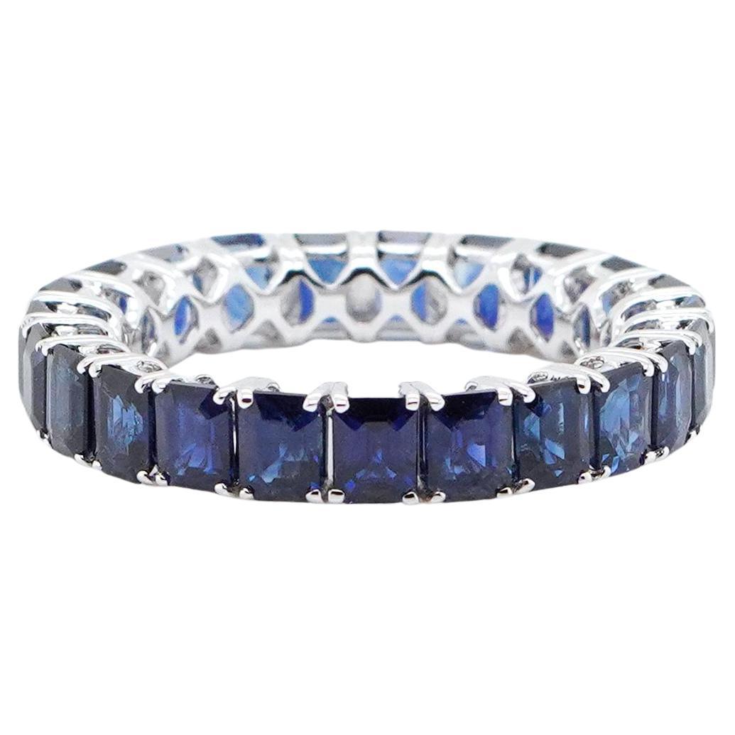18K White Gold And Sapphire Eternity Band Ring 5.94 ct.