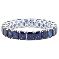 18K White Gold And Sapphire Eternity Band Ring 5.94 ct.