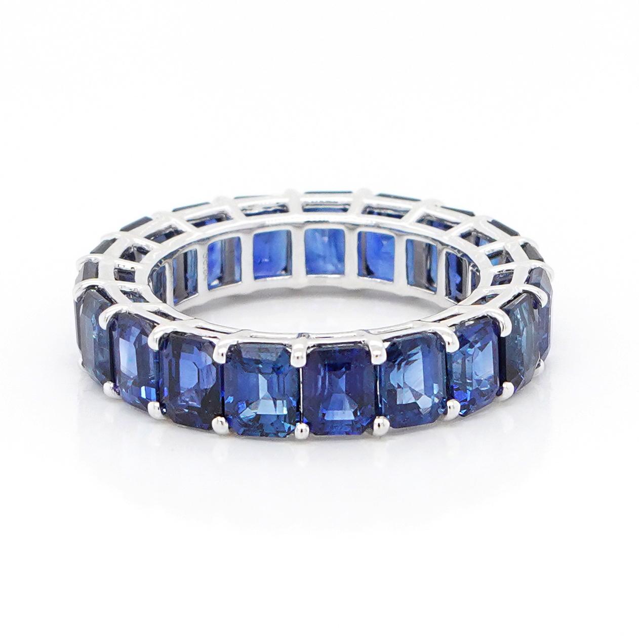 18K White Gold And Sapphire Eternity Band Ring 8.94 ct. In New Condition For Sale In New York, NY