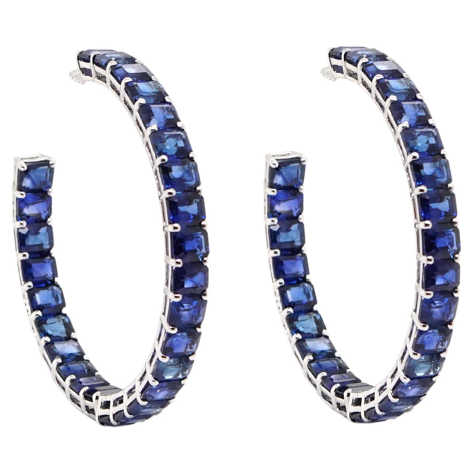 18K White Gold And Sapphire Loop Earrings 23.29 ct.