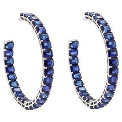 18K White Gold And Sapphire Loop Earrings 23.29 ct.