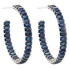 18K White Gold And Sapphire Loop Earrings 26.88 ct.