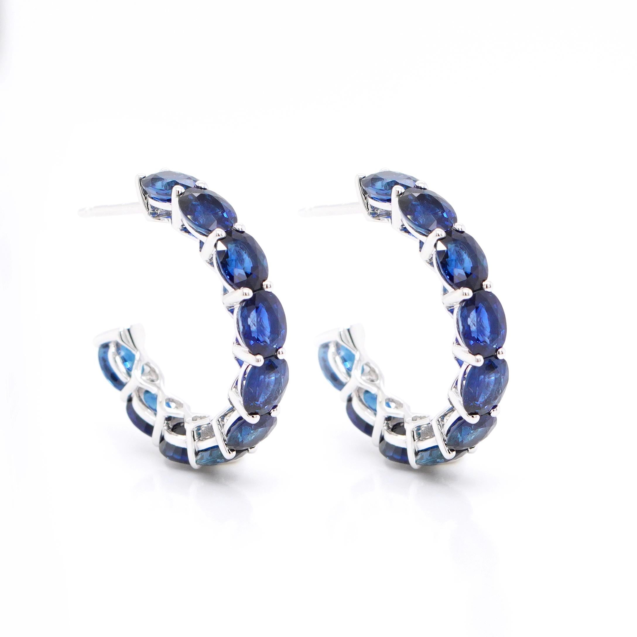 18K White Gold And Sapphire Loop Earrings 9.19 ct. In New Condition For Sale In New York, NY