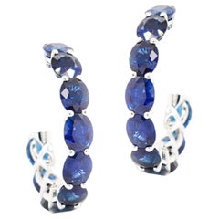 18K White Gold And Sapphire Loop Earrings 9.19 ct.